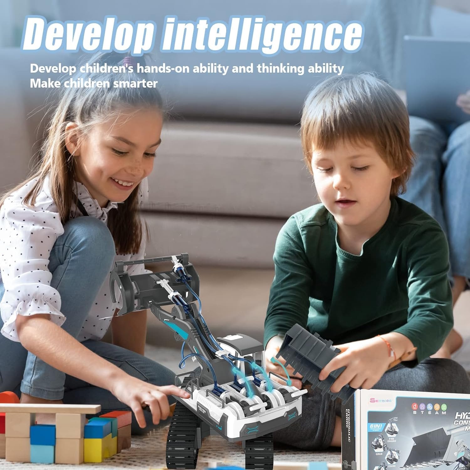 STEM Building Hydraulic Construction Vehicles Toys - Play4Kids.eu